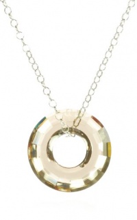 Sterling Silver Swarovski Elements Crystal Golden Shadow Cosmic Ring Pendant Necklace, 18 Sterling Silver Swarovski Elements Crystal Golden Shadow Cosmic Ring Pendant Necklace, 18