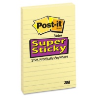 Post-it Super Sticky Notes, 4 x 6-Inches, Canary Yellow, Lined, 4-Pads/Pack