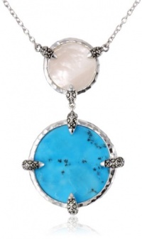 Judith Jack Coins Sterling Silver, Turquoise and Mother-of-Pearl Double Coin Pendant Necklace, 18 Judith Jack Coins Sterling Silver, Turquoise and Mother-of-Pearl Double Coin Pendant Necklace, 18
