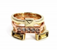 BCBGeneration Stackable Gold and Rose Gold Tone 3 Ring Set; Size 7 BCBGeneration Stackable Gold and Rose Gold Tone 3 Ring Set; Size 7