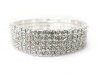 Silvertone Five Row Rhinestone Stretch Bracelet Fashion Jewelry