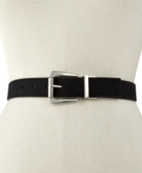 Keep your style options open with this chic reversible belt from Nine West! Flips from exotic snake to shimmering patent leather for non-stop ferocity. Keep your style options open with this chic reversible belt from Nine West! Flips from exotic snake to shimmering patent leather for non-stop ferocity.
