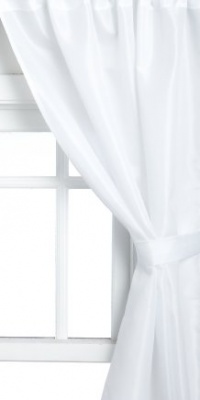 Carnation Home Fashions Polyester Fabric Bathroom Window Curtain, White Carnation Home Fashions Polyester Fabric Bathroom Window Curtain, White