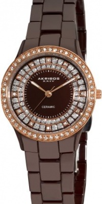 Akribos XXIV Women's AK509BR Ceramic Slim Quartz Watch Akribos XXIV Women's AK509BR Ceramic Slim Quartz Watch