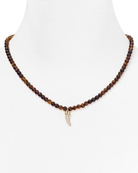 Michael Kors Tortoise Bead Necklace with Pave Horn Charm, 18 Michael Kors Tortoise Bead Necklace with Pave Horn Charm, 18