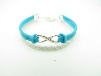 Blue Braided Rope and White Braided Leather Steampunk Bracelet Antique Silver Karma Bracelet,infinity Wish Bracelet Adjustable Bracelet 1193r Blue Braided Rope and White Braided Leather Steampunk Bracelet Antique Silver Karma Bracelet,infinity Wish Bracelet Adjustable Bracelet 1193r