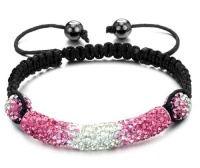 Flying Colors Stylish Shamballa Bracelet for Women and Men Multicolor Shamballa Tube and Beads Pink Purple Blue Red Green Black Grey Silver Clear Crystal with Transitioning Color