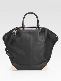 Pebbled leather in a chic trapezoid silhouette, roomy enough for all your essentials.Double top handles, 4 dropDetachable adjustable shoulder strap 14-16½ dropTop zip closureOne inside zip pocket18W X 13¾H X 6¼DImported Pebbled leather in a chic trapezoid silhouette, roomy enough for all your essentials.Double top handles, 4 dropDetachable adjustable shoulder strap 14-16½ dropTop zip closureOne inside zip pocket18W X 13¾H X 6¼DImported