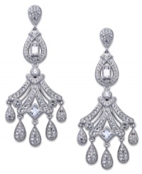 Sparkle that comes in waves. Eliot Danori's stunning Splendor chandelier earrings break through with crystal accents and cubic zirconia (1/2 ct. t.w.). Set in a rhodium-plated mixed metal setting. Approximate drop: 2 inches. Sparkle that comes in waves. Eliot Danori's stunning Splendor chandelier earrings break through with crystal accents and cubic zirconia (1/2 ct. t.w.). Set in a rhodium-plated mixed metal setting. Approximate drop: 2 inches.