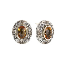 925 Silver, Citrine & Chocolate Diamond Oval Earrings with 18k Gold Accents (0.32ctw) 925 Silver, Citrine & Chocolate Diamond Oval Earrings with 18k Gold Accents (0.32ctw)