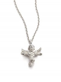 THE LOOKGuardian angel pendant.10 tcw diamonds14k white gold settingLobster claspTHE MEASUREMENTPendant width, about ½Pendant length, about ¾Length, about 16ORIGINImported THE LOOKGuardian angel pendant.10 tcw diamonds14k white gold settingLobster claspTHE MEASUREMENTPendant width, about ½Pendant length, about ¾Length, about 16ORIGINImported