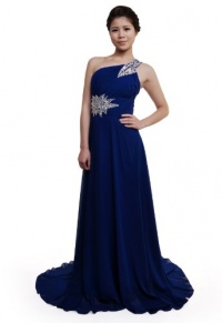 Moonar Embelishment One-shoulder Chiffon Prom Gowns Long Evening Dress Moonar Embelishment One-shoulder Chiffon Prom Gowns Long Evening Dress