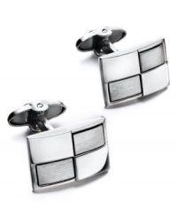The perfect pairing for the sophisticated business man. These sleek rectangular cuff links feature a unique checkered pattern in sterling silver. Approximate length: 3/4 inch. Approximate width: 1/2 inch. The perfect pairing for the sophisticated business man. These sleek rectangular cuff links feature a unique checkered pattern in sterling silver. Approximate length: 3/4 inch. Approximate width: 1/2 inch.