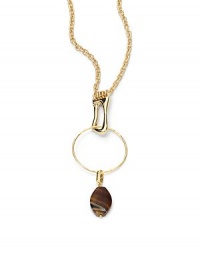 THE LOOKAgate accent Hook with hammered hoop detail Ribbed chain Logo charm 18k goldplated settingPull-over styleTHE MEASUREMENTPendant length, about 6½Drop, about 13½ORIGINMade in Italy THE LOOKAgate accent Hook with hammered hoop detail Ribbed chain Logo charm 18k goldplated settingPull-over styleTHE MEASUREMENTPendant length, about 6½Drop, about 13½ORIGINMade in Italy