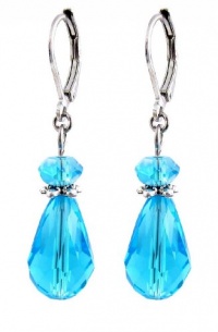 Earrings - E231 - Faceted Glass Beads Hung on Silver Plated Leverbacks ~ Aqua Blue Teardrop Earrings - E231 - Faceted Glass Beads Hung on Silver Plated Leverbacks ~ Aqua Blue Teardrop