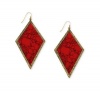 RACHEL Rachel Roy Earrings, Gold-Tone Diamond-Shaped Red Marbled Stone Drop Earrings