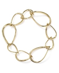 Shapely oval links trace the wrist on this light and elegant Nadri bracelet, plated in 18-karat gold. Shapely oval links trace the wrist on this light and elegant Nadri bracelet, plated in 18-karat gold.