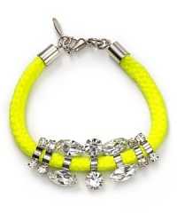 Crystal stones dress up a twisted cord on this bracelet from nOir. Equal parts crafty and cool, it instantly adds summer-perfect sparkle to your arm army. Crystal stones dress up a twisted cord on this bracelet from nOir. Equal parts crafty and cool, it instantly adds summer-perfect sparkle to your arm army.