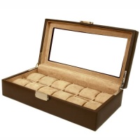 Tech Swiss TS5850BRN Leather Watch Box Extra Large Watch Case Tech Swiss TS5850BRN Leather Watch Box Extra Large Watch Case