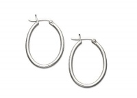 Giani Bernini Sterling Silver Earrings, Plain Oval Hoop Earrings