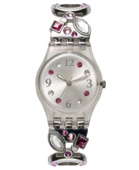With pretty pink accents and lovely details, this Menthol Tone Pink collection Swatch watch is a charming accessory. With pretty pink accents and lovely details, this Menthol Tone Pink collection Swatch watch is a charming accessory.