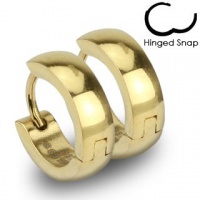 Pair of 316L Stainless Steel Gold IP Huggie Hoop Earrings; Comes With Free Gift Box Pair of 316L Stainless Steel Gold IP Huggie Hoop Earrings; Comes With Free Gift Box