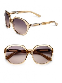 THE LOOKOversized square styleAcetate framesLogo accented templesUVA and UVB protectionSignature case includedTHE COLORShiny transparent champagne and sand grey gradient lensesORIGINMade in Italy THE LOOKOversized square styleAcetate framesLogo accented templesUVA and UVB protectionSignature case includedTHE COLORShiny transparent champagne and sand grey gradient lensesORIGINMade in Italy