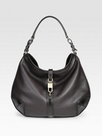 An elegant blend of smooth and pebbled leather in a roomy carryall, perfect for all your essentials.Top handle, 6½ dropTop zip closure with hook strapOne inside zip pocketTwo inside open pocketsCheck print linen lining17W X 13H X 5DMade in Italy An elegant blend of smooth and pebbled leather in a roomy carryall, perfect for all your essentials.Top handle, 6½ dropTop zip closure with hook strapOne inside zip pocketTwo inside open pocketsCheck print linen lining17W X 13H X 5DMade in Italy