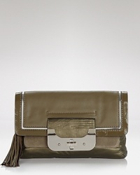 Send a texture message with this matte leather clutch from DIANE von FURSTENBERG. Crafted for maximum tactile appeal, it boasts eye catching hardware and a shape that's perfect to tuck and go. Send a texture message with this matte leather clutch from DIANE von FURSTENBERG. Crafted for maximum tactile appeal, it boasts eye catching hardware and a shape that's perfect to tuck and go.