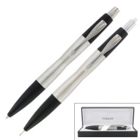 Parker Infusion Stainless Steel & Carbon Ballpoint Pen & Pencil Set Parker Infusion Stainless Steel & Carbon Ballpoint Pen & Pencil Set