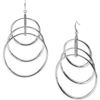 Michael Kors Pave Crystal Multi Hoop Ring Orbit Drop Earrings - Silver Michael Kors Pave Crystal Multi Hoop Ring Orbit Drop Earrings - Silver