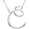 CleverEve Designer Series .925 Sterling Silver 16 Silver Fashion Script Initial C Necklace