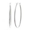 CleverSilver .925 Sterling Silver 3.75 grams Designer Polished Oblong Oval Hoop Earrings - French Lock - 49.00mm x 17.00mm