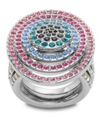 Simply hypnotic! Swarovski's refined palladium-plated mixed metal creation glows in a rainbow of crystal colors. The ring shank features a special mechanism which allows you to adjust the size for maximum comfort. Size 6-7 or 8-9.