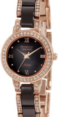 Armitron Women's 75/3919RGBN Brown Ceramic Rosegold-Tone Swarovski Crystal Accented Bracelet Watch Armitron Women's 75/3919RGBN Brown Ceramic Rosegold-Tone Swarovski Crystal Accented Bracelet Watch