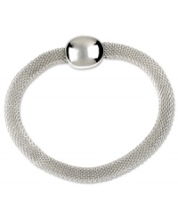 Mesh master. Add some interest to your everyday look with this textured bracelet from Anne Klein. The flex design features a tactile mesh pattern punctuated with a solid, silvery stone. Crafted in imitation rhodium silver tone mixed metal. Approximate diameter: 7-3/4 inches. Mesh master. Add some interest to your everyday look with this textured bracelet from Anne Klein. The flex design features a tactile mesh pattern punctuated with a solid, silvery stone. Crafted in imitation rhodium silver tone mixed metal. Approximate diameter: 7-3/4 inches.