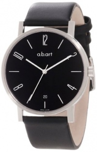 a.b. art Men's O107 Series O Stainless Steel Swiss Quartz Black Dial and Leather Strap Watch a.b. art Men's O107 Series O Stainless Steel Swiss Quartz Black Dial and Leather Strap Watch
