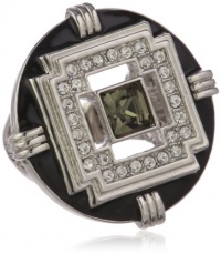 T Tahari Jet and Black Diamond Crystal Stretch Ring, Size 7 T Tahari Jet and Black Diamond Crystal Stretch Ring, Size 7