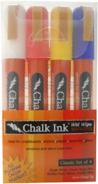 Chalk Ink 6mm Classic Wet Wipe Markers, 4-Pack Chalk Ink 6mm Classic Wet Wipe Markers, 4-Pack