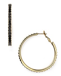 kate spade new york's ridged enamel and gold-plated hoops will make a bold addition to your jewel box. Slip them in to dress up denim or round out a cocktail look. kate spade new york's ridged enamel and gold-plated hoops will make a bold addition to your jewel box. Slip them in to dress up denim or round out a cocktail look.