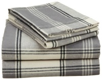 Pinzon 160-Gram Yarn-Dyed Flannel Queen Sheet Set, Grey Plaid Pinzon 160-Gram Yarn-Dyed Flannel Queen Sheet Set, Grey Plaid