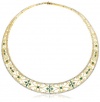 18k Yellow Gold Plated Sterling Silver Emerald and Diamond Accent Necklace, 17