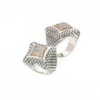 925 Silver & Diamond Contemporary-Style Ring with 18k Gold Accents (0.26ctw)- Sizes 6-8 925 Silver & Diamond Contemporary-Style Ring with 18k Gold Accents (0.26ctw)- Sizes 6-8