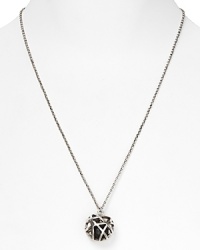 Inject some serious edge into your jewel box with this caged pendant necklace from Low Luv by Erin Wasson, crafted for a tough-chic look from silver plated metal. Inject some serious edge into your jewel box with this caged pendant necklace from Low Luv by Erin Wasson, crafted for a tough-chic look from silver plated metal.