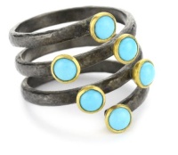 GURHAN Skittle Multi-Stone Dark Silver Turquoise-Color with Gold Accent Ring GURHAN Skittle Multi-Stone Dark Silver Turquoise-Color with Gold Accent Ring