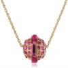 Betsey Johnson Iconic Baguette Fuchsia Crystal Ball Pendant Necklace, 19