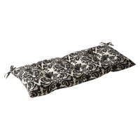 Pillow Perfect Indoor/Outdoor Black/Beige Damask Tufted Loveseat Cushion Pillow Perfect Indoor/Outdoor Black/Beige Damask Tufted Loveseat Cushion