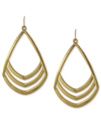 Cutting style, by Vince Camuto. These teardrop earrings feature cut-out detail for eye-catching appeal. Crafted in gold tone mixed metal. Approximate drop: 2-3/4 inches. Cutting style, by Vince Camuto. These teardrop earrings feature cut-out detail for eye-catching appeal. Crafted in gold tone mixed metal. Approximate drop: 2-3/4 inches.