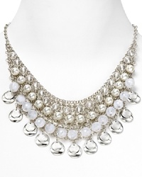 Bold bibs reign supreme this season, so slip on this clustered pearl and stone necklace from RJ Graziano as a fun way to tap into the trend. Bold bibs reign supreme this season, so slip on this clustered pearl and stone necklace from RJ Graziano as a fun way to tap into the trend.