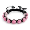 Bling Jewelry Reversible Bracelet Shamballa Inspired Pink Rose Crystal Bead 10mm